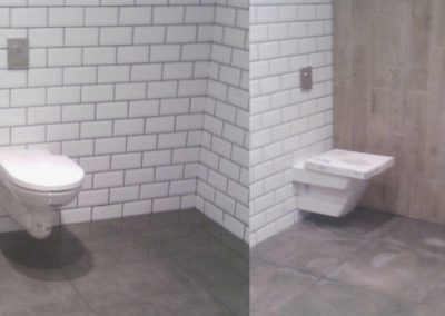 Sanitario en pared, baño alicatado y solado